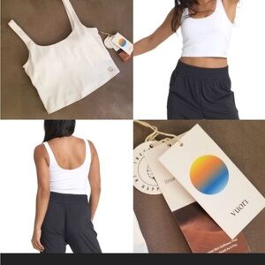 Vuori Daily Crop soft white tank top